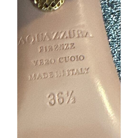 Aquazzura Eclair Bootie 105 Silver Metallic Lurex Peep Toe Stiletto Heel 36.5 - Picture 12 of 14